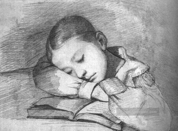  courbet maler - Porträt von Juliette Courbet als ein schlafendes Kind WBM Realist Realismus Maler Gustave Courbet